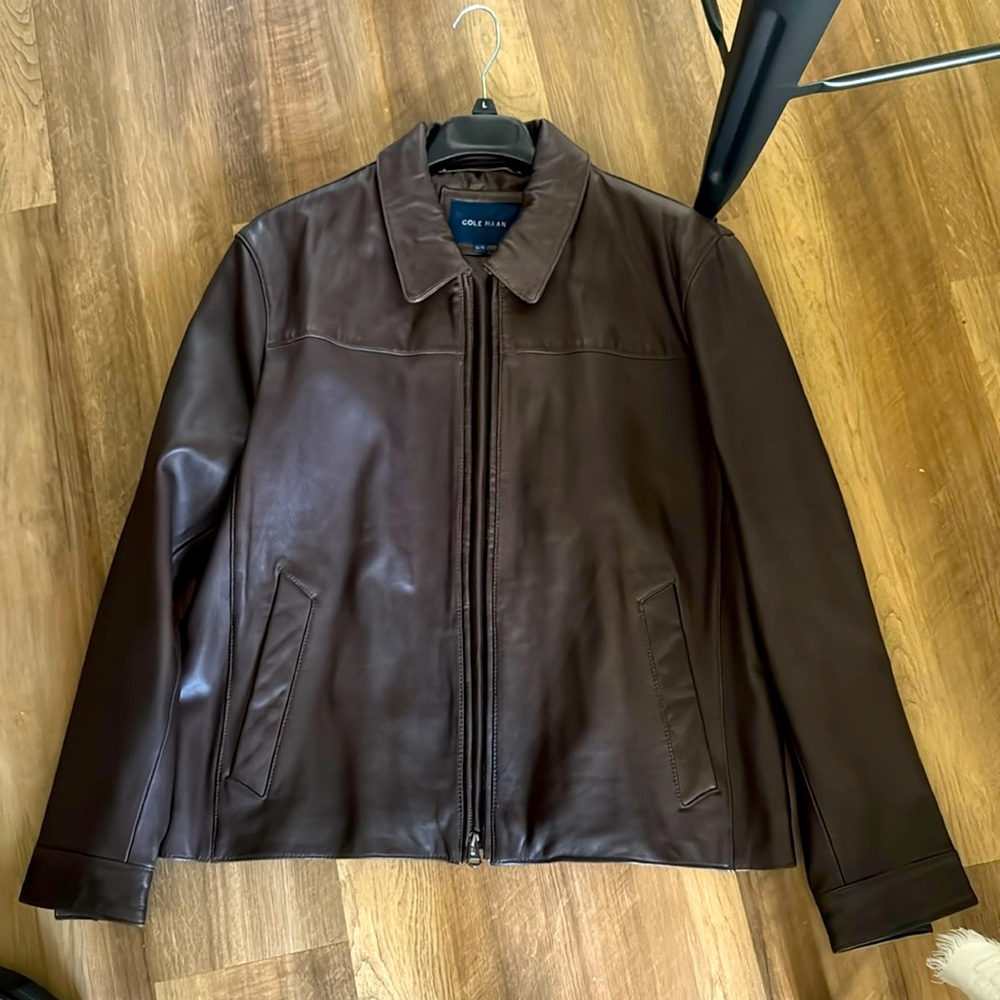 Cole Haan  Men’s sz XL Genuine Leather Moto Jacket Java(Brown)worn just once